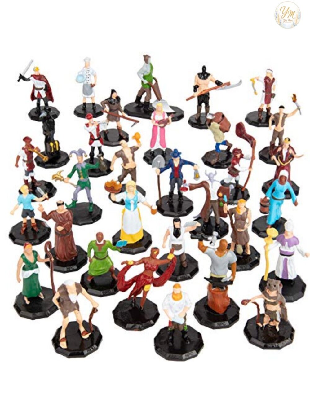 32 Mini Fantasy Figures Set 1" Hex NPC Townsfolk Minis for DnD Pathfinder